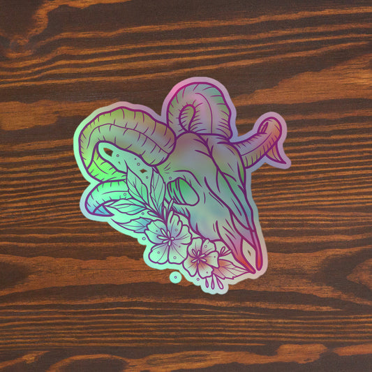 Ram Skull Holographic sticker