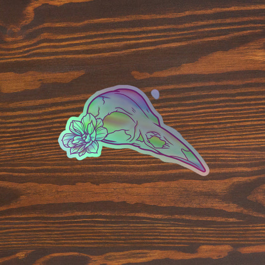 Bird Rainbow Skull Holographic sticker