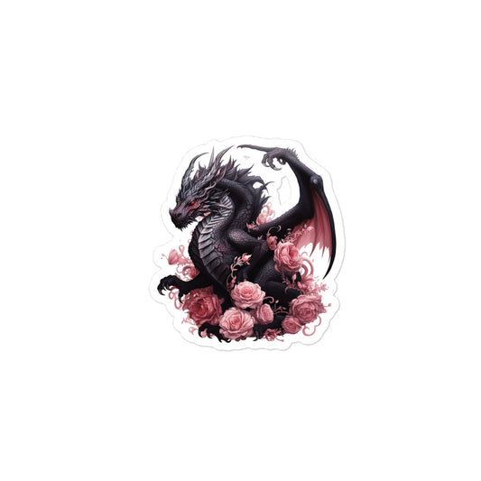 Pink Roses and Black Dragon Graphic Sticker