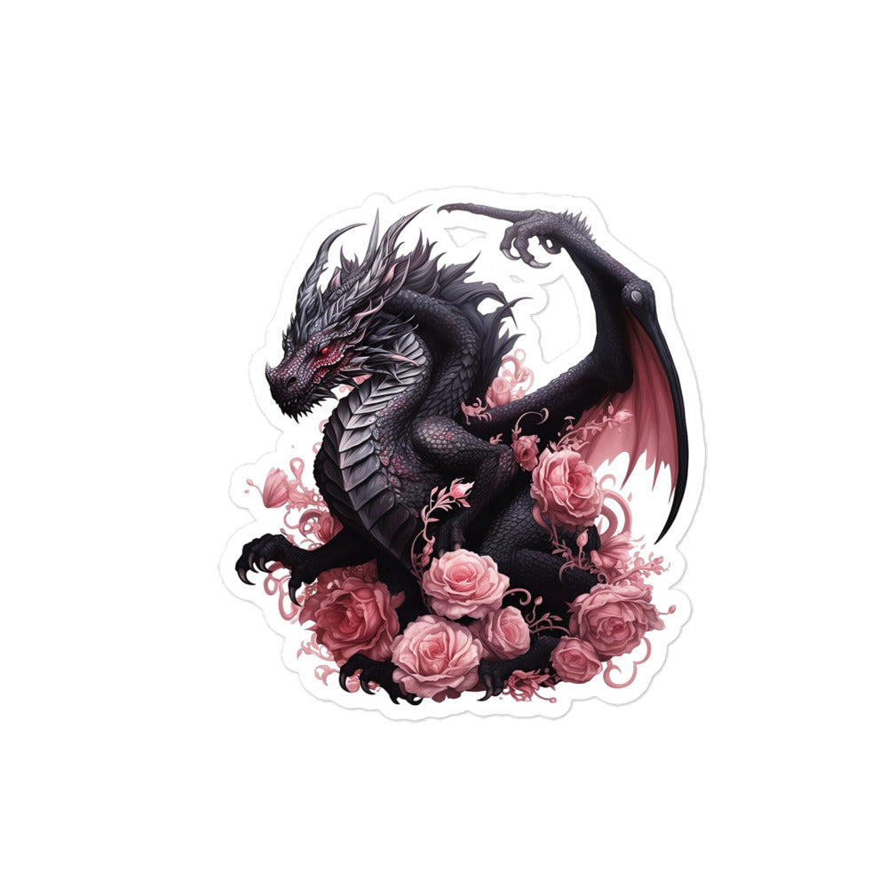 Pink Roses and Black Dragon Graphic Sticker