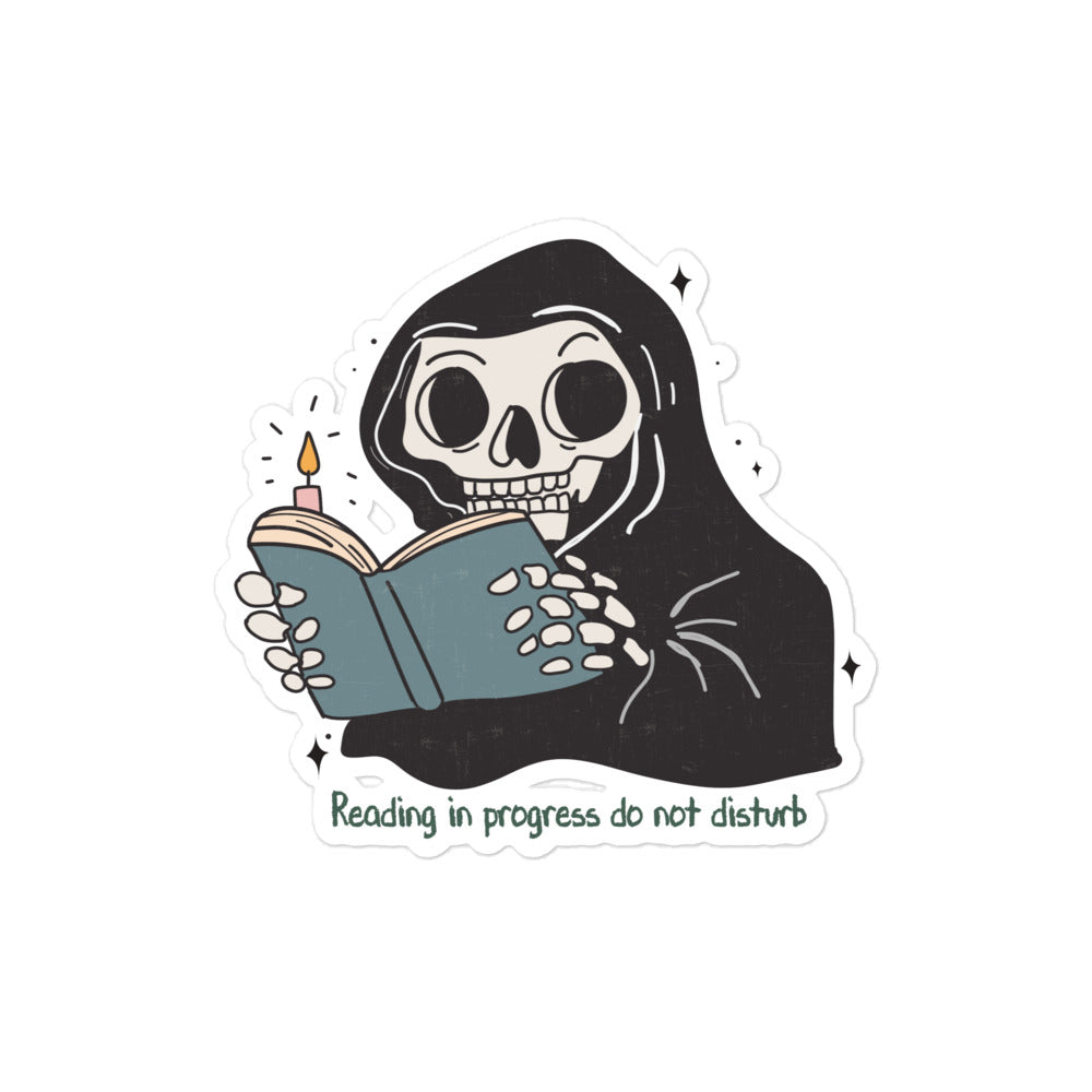 Reading in Progress Skeleton Sticker