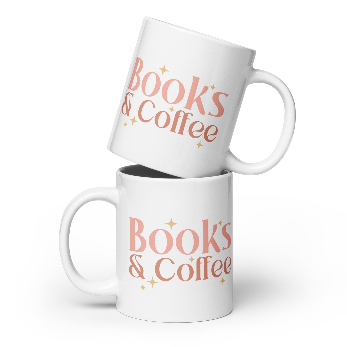 Books & Coffee White Glossy Mug